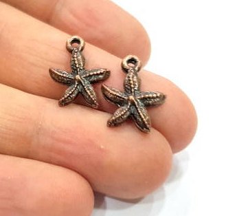 10 Starfish Charm Antique Copper Charm Antique Copper Plated Metal (18x13mm) G11837