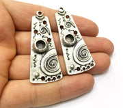 2 Silver Bezel Blank inlay Blank Pendant Base Resin Blank Mosaic Mountings Antique Silver Plated Metal (6 mm blank )  G17489