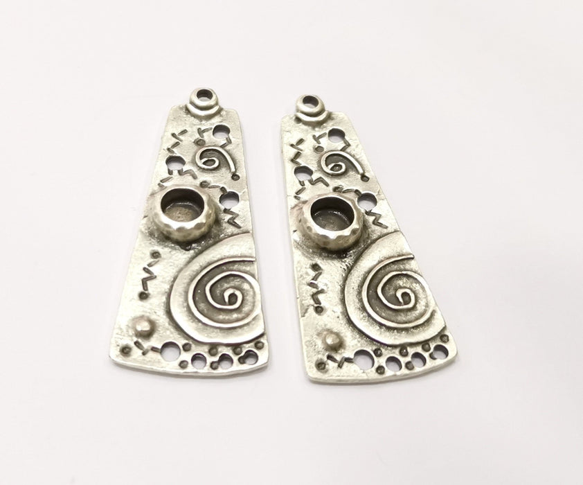 2 Silver Bezel Blank inlay Blank Pendant Base Resin Blank Mosaic Mountings Antique Silver Plated Metal (6 mm blank )  G17489