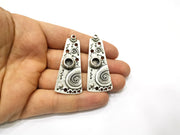 2 Silver Bezel Blank inlay Blank Pendant Base Resin Blank Mosaic Mountings Antique Silver Plated Metal (6 mm blank )  G17489