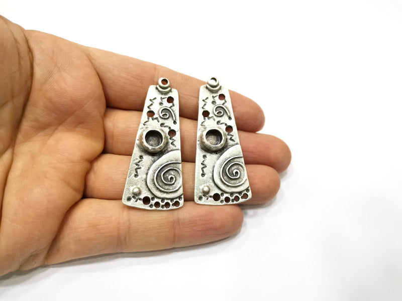2 Silver Bezel Blank inlay Blank Pendant Base Resin Blank Mosaic Mountings Antique Silver Plated Metal (6 mm blank )  G17489