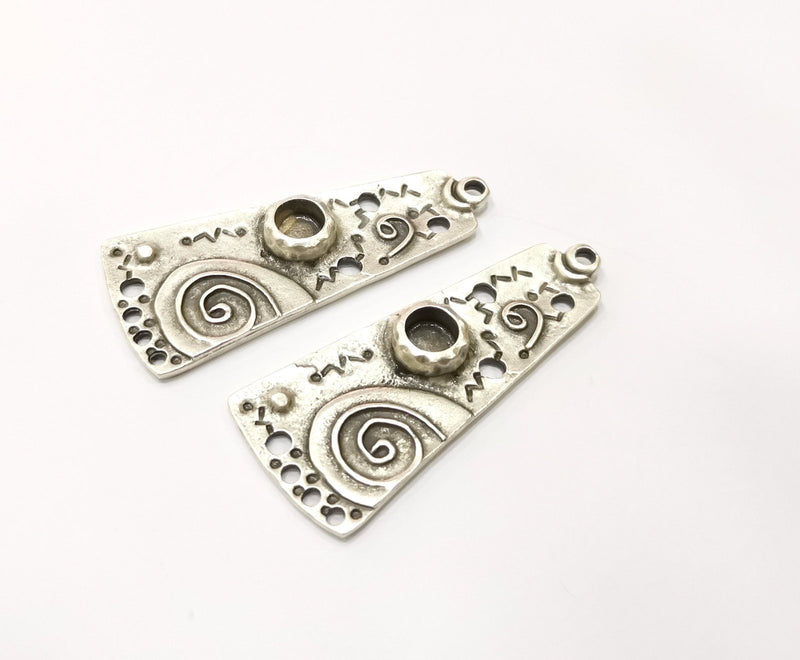 2 Silver Bezel Blank inlay Blank Pendant Base Resin Blank Mosaic Mountings Antique Silver Plated Metal (6 mm blank )  G17489