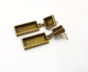 Earring Blank Backs Hammered Antique Bronze Resin Base inlay Blank Cabochon Mountings Antique Bronze  Metal (10+25x10mm blank) 1 pair G17490