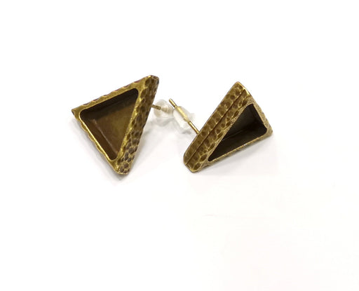 Earring Blank Backs Hammered Antique Bronze Resin Base inlay Blank Cabochon Mountings Antique Bronze (14x13mm blank) 1 pair G17492