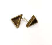 Earring Blank Backs Hammered Antique Bronze Resin Base inlay Blank Cabochon Mountings Antique Bronze (14x13mm blank) 1 pair G17492