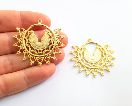 2 Gold Charms Gold Plated Charms  (44x40mm)  G17061