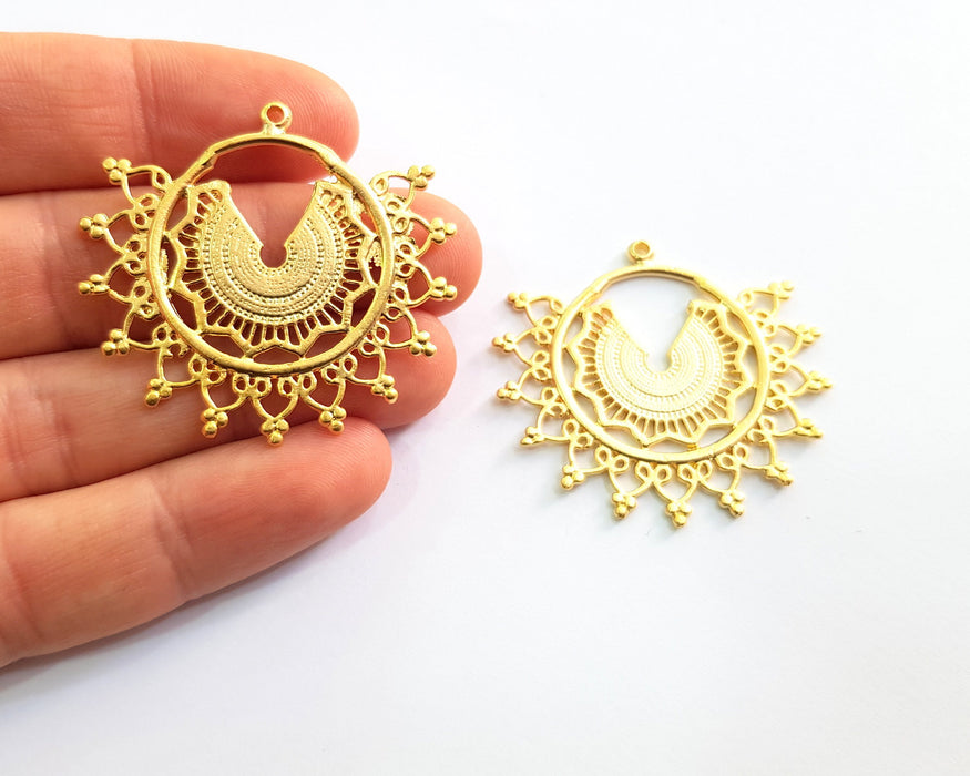 2 Gold Charms Gold Plated Charms  (44x40mm)  G17061