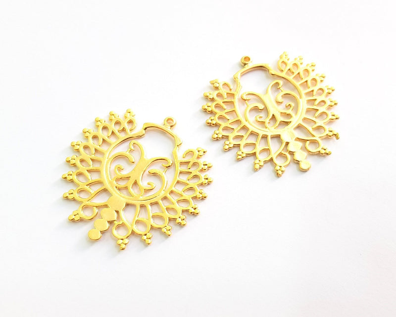 2 Gold Charms Gold Plated Charms  (42x42mm)  G17062