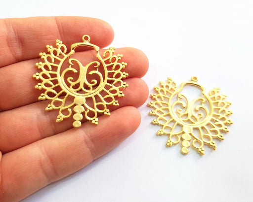 2 Gold Charms Gold Plated Charms  (42x42mm)  G17062