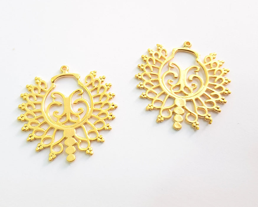 2 Gold Charms Gold Plated Charms  (42x42mm)  G17062