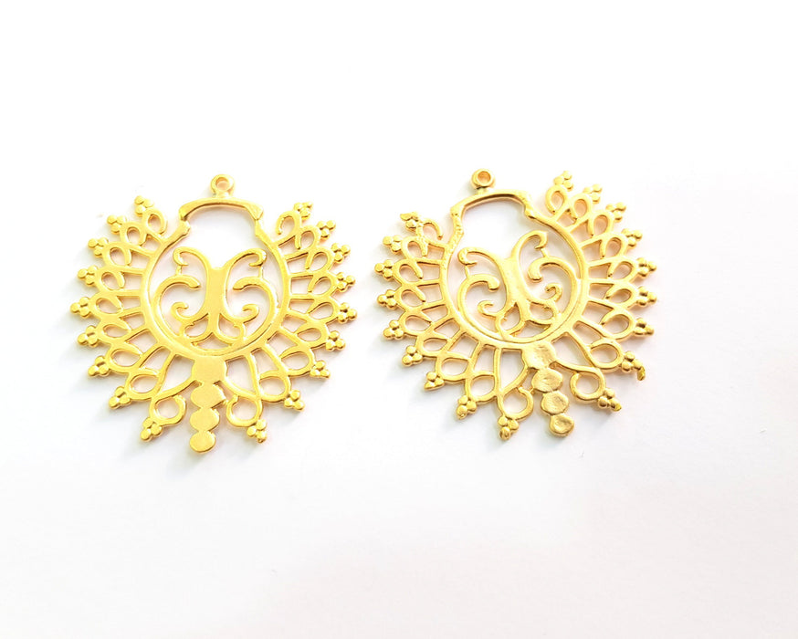 2 Gold Charms Gold Plated Charms  (44x28mm)  G17063