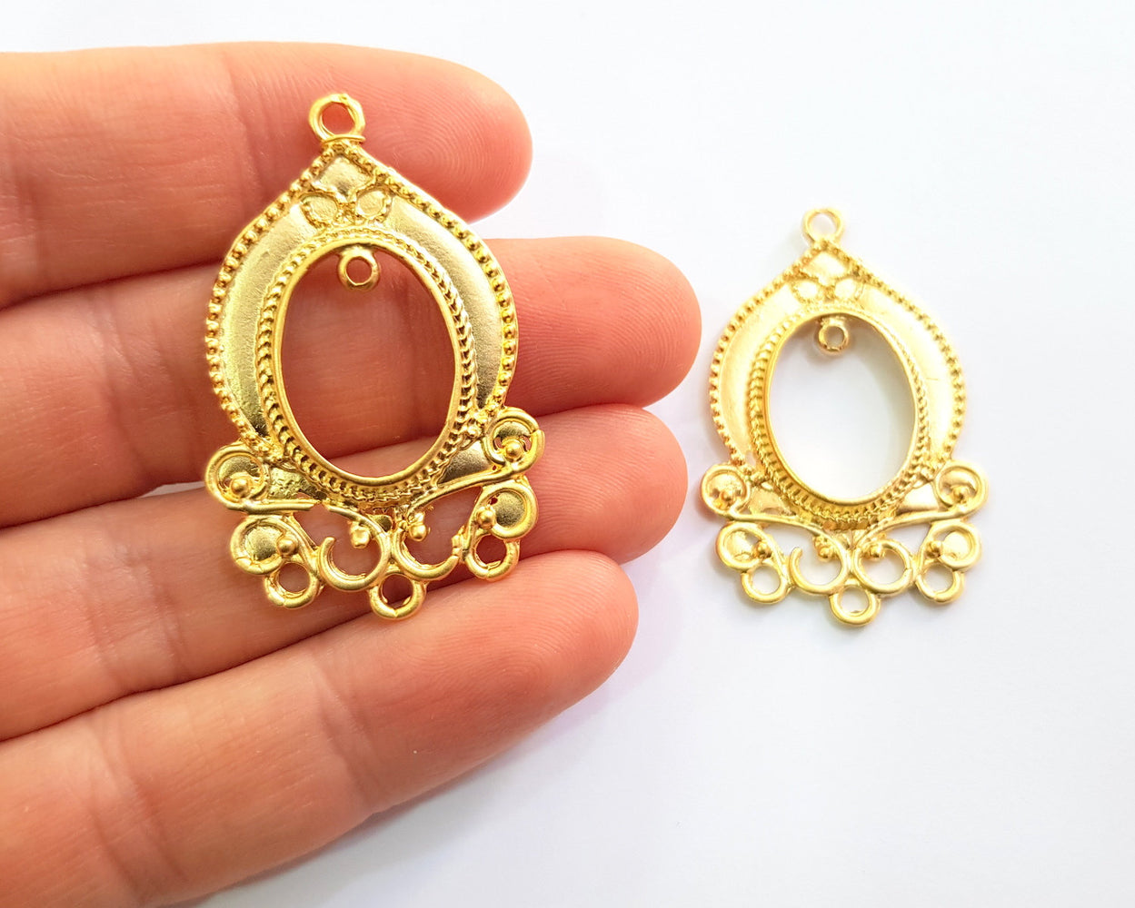 2 Gold Charms Gold Plated Charms  (44x28mm)  G17063