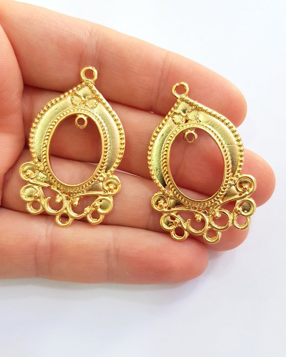 2 Gold Charms Gold Plated Charms  (44x28mm)  G17063