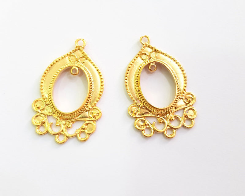 2 Gold Charms Gold Plated Charms  (44x28mm)  G17063