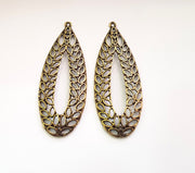 2 Leaf Charm Antique Bronze Charm Antique Bronze Plated Metal  (64x23mm) G17509