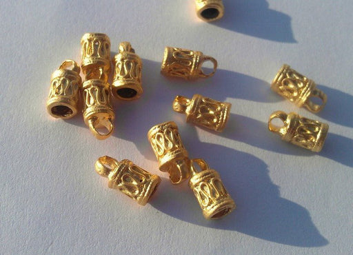 4 Gold Cord End Gold Plated Brass Cone Cord Ends,Findings 4 Pcs (2 sets)  G1