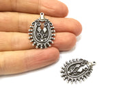4 Silver Charms Antique Silver Plated Charms (29x19mm)  G17067