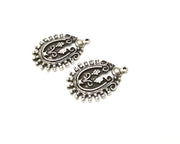 4 Silver Charms Antique Silver Plated Charms (29x19mm)  G17067