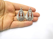2 Silver Charms Antique Silver Plated Charms (40x23mm)  G17069