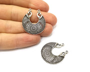 2 Silver Charms Antique Silver Plated Charms (31x28mm)  G17071