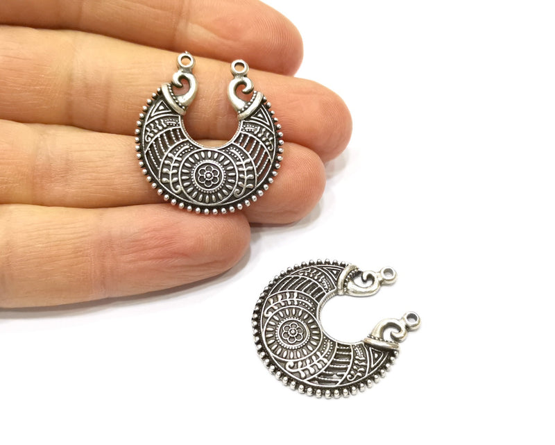 2 Silver Charms Antique Silver Plated Charms (31x28mm)  G17071