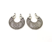 2 Silver Charms Antique Silver Plated Charms (31x28mm)  G17071