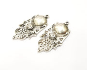 2 Silver Charms Antique Silver Plated Charms (47x22mm)  G17073