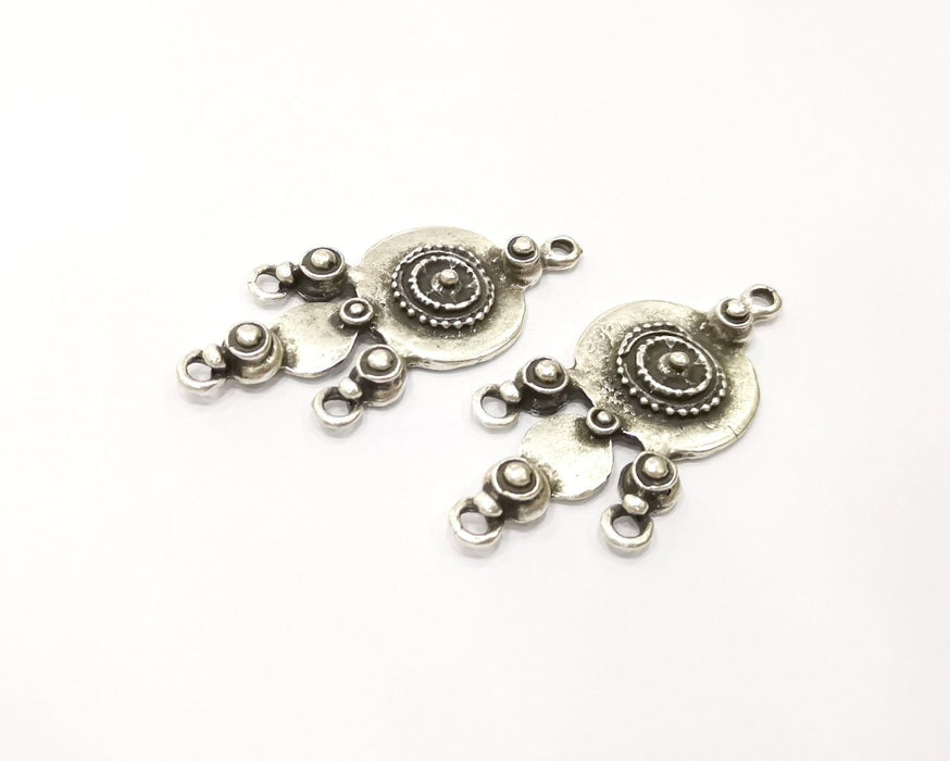 2 Silver Charms Antique Silver Plated Charms (54x26mm)  G17076