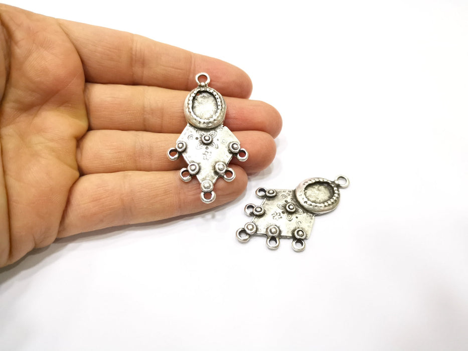 2 Silver Charms Antique Silver Plated Charms (53x30mm)  G17077