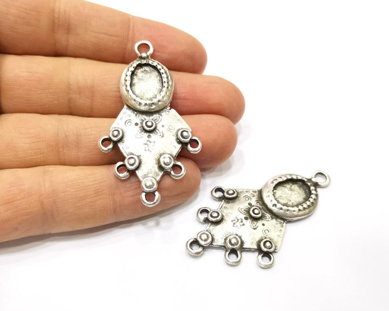 2 Silver Charms Antique Silver Plated Charms (53x30mm)  G17077
