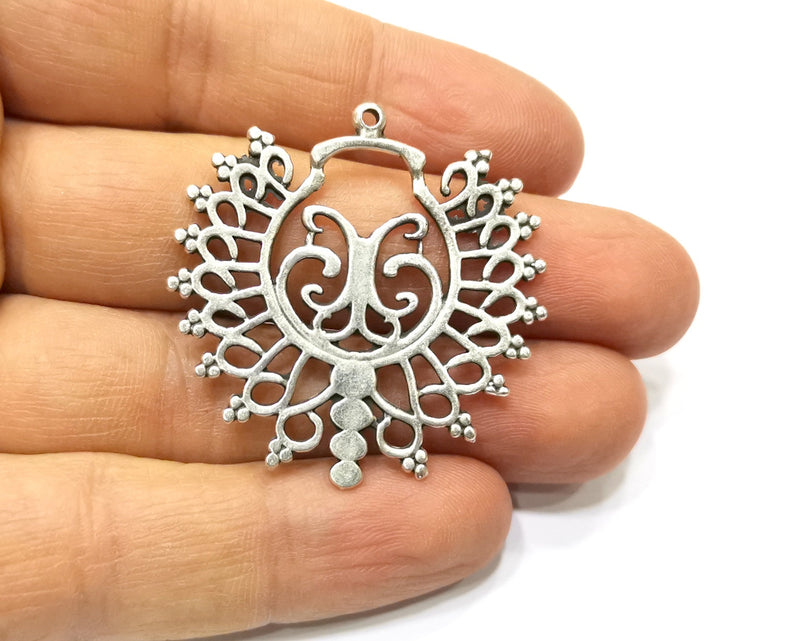 2 Silver Charms Antique Silver Plated Charms (42x41mm)  G17080