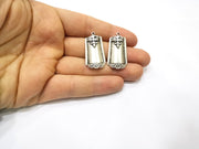 2 Silver Charms Antique Silver Plated Charms (33x18mm)  G17082