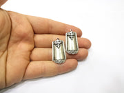 2 Silver Charms Antique Silver Plated Charms (33x18mm)  G17082