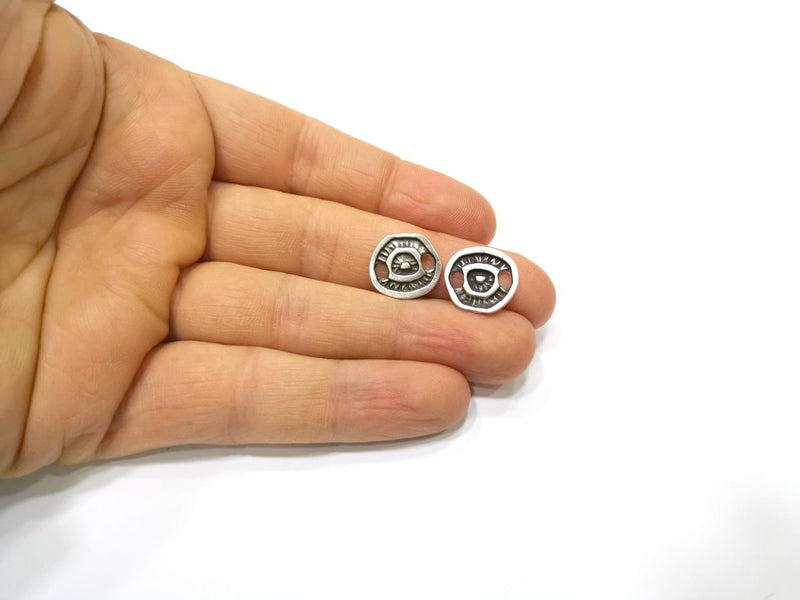 10 Silver Charms Connector Antique Silver Plated Charms (15x14mm)  G17083