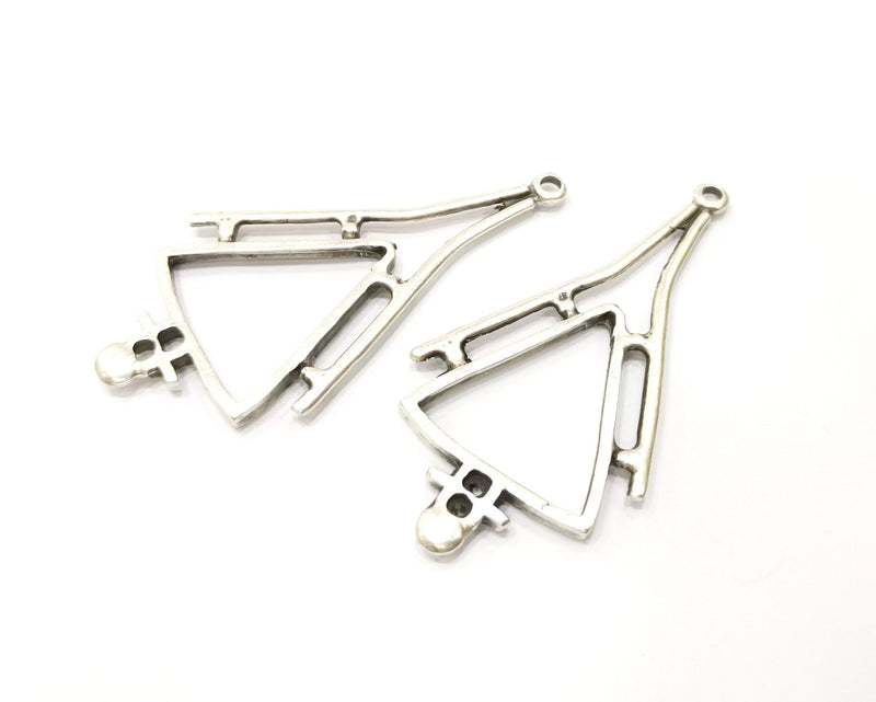 2 Silver Charms Antique Silver Plated Charms (63x32mm)  G17084