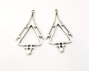 2 Silver Charms Antique Silver Plated Charms (63x32mm)  G17084