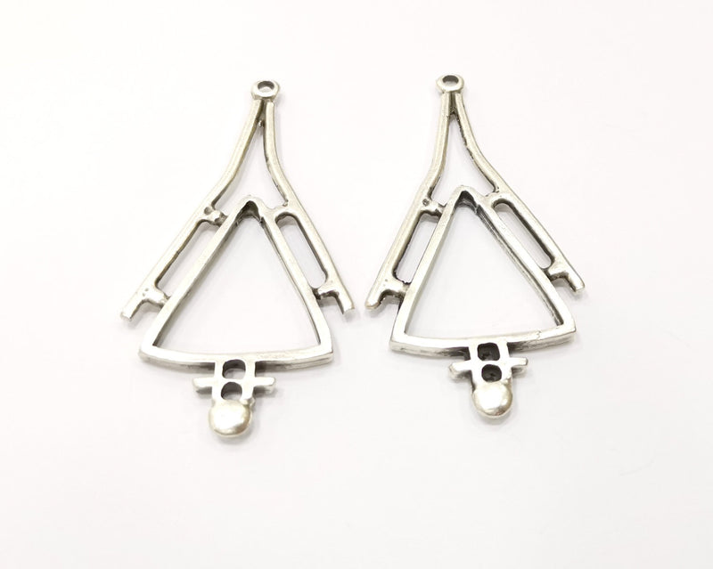 2 Silver Charms Antique Silver Plated Charms (63x32mm)  G17084