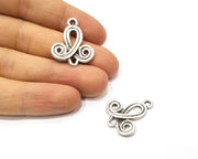 4 Silver Charms Connector Antique Silver Plated Charms (28x23mm)  G17086