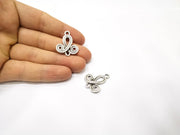 4 Silver Charms Connector Antique Silver Plated Charms (28x23mm)  G17086