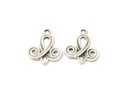 4 Silver Charms Connector Antique Silver Plated Charms (28x23mm)  G17086