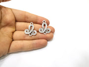 4 Silver Charms Connector Antique Silver Plated Charms (28x23mm)  G17086
