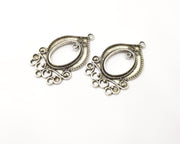 2 Silver Charms Connector Antique Silver Plated Charms (44x28mm)  G17087