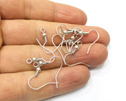 Earring Hook 20 Pcs (10 pairs)  Antique Silver Plated Brass Earring Hook ,Findings G17549