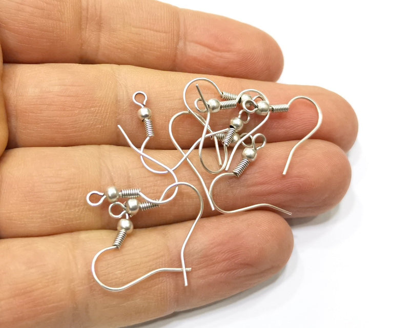 Earring Hook 20 Pcs (10 pairs)  Antique Silver Plated Brass Earring Hook ,Findings G17549