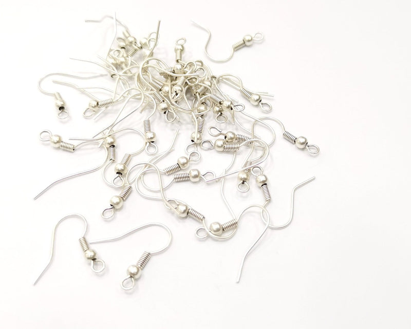 Earring Hook 20 Pcs (10 pairs)  Antique Silver Plated Brass Earring Hook ,Findings G17549