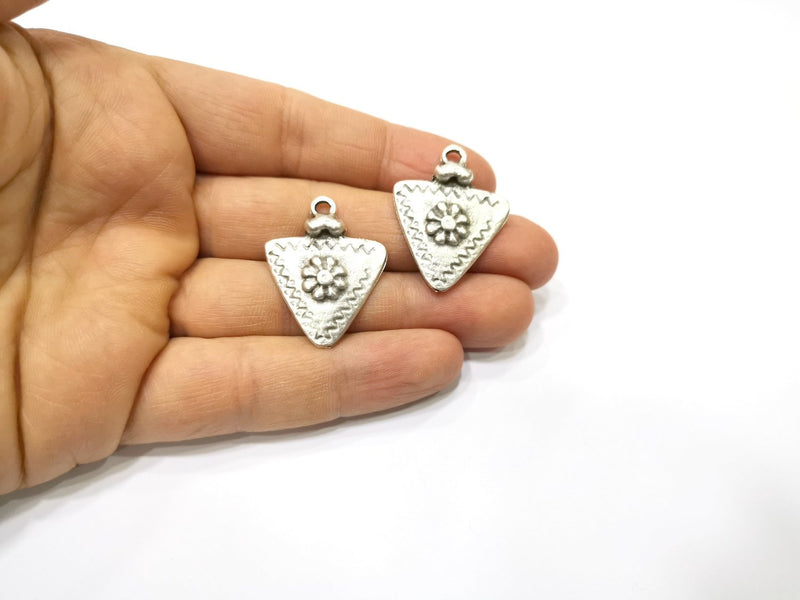 2 Silver Charms Antique Silver Plated Charms (33x25mm)  G17089