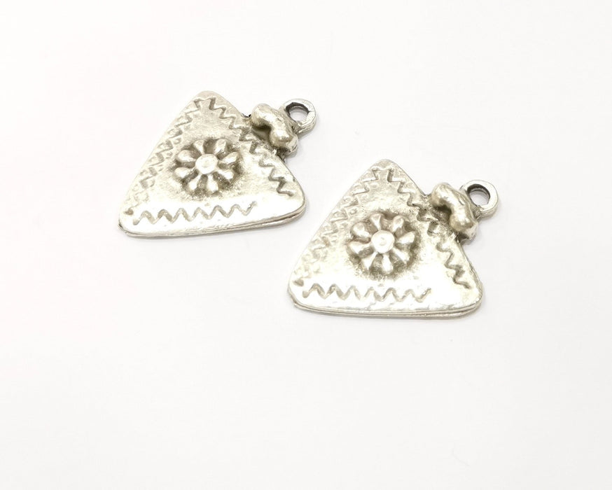 2 Silver Charms Antique Silver Plated Charms (33x25mm)  G17089