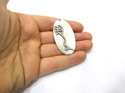2 Silver Charms Antique Silver Plated Charms (52x28mm)  G17090