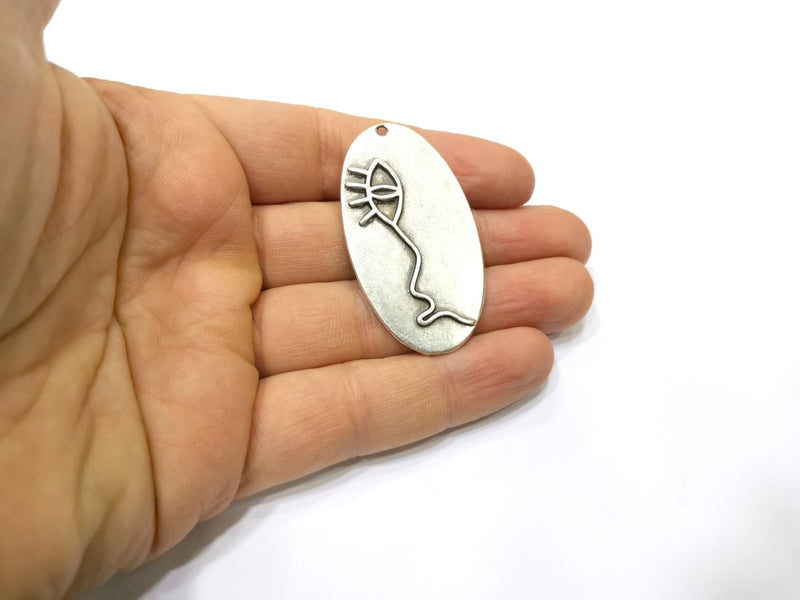 2 Silver Charms Antique Silver Plated Charms (52x28mm)  G17090