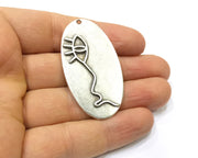 2 Silver Charms Antique Silver Plated Charms (52x28mm)  G17090